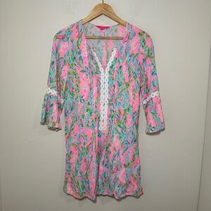 Lily Pulitzer Dress Women's XS Pink Holle Tunic Unicorn of the Sea Print Resort